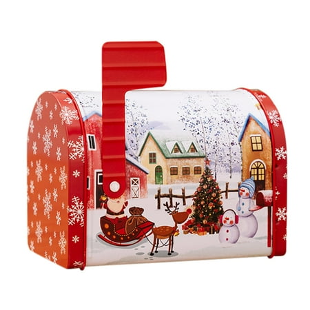 

Christmas Decorative Item Santa Mailbox: Metal Gift Box Candy Container Gift Holder And Ornament