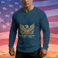 thumbnail image 2 of Usa 250th Anniversary Merchandise, 4th of July Shirts for Men Patriotic Long Sleeve Tops Eagle Print Shirt Button Up Henley Pullover, 2 of 8
