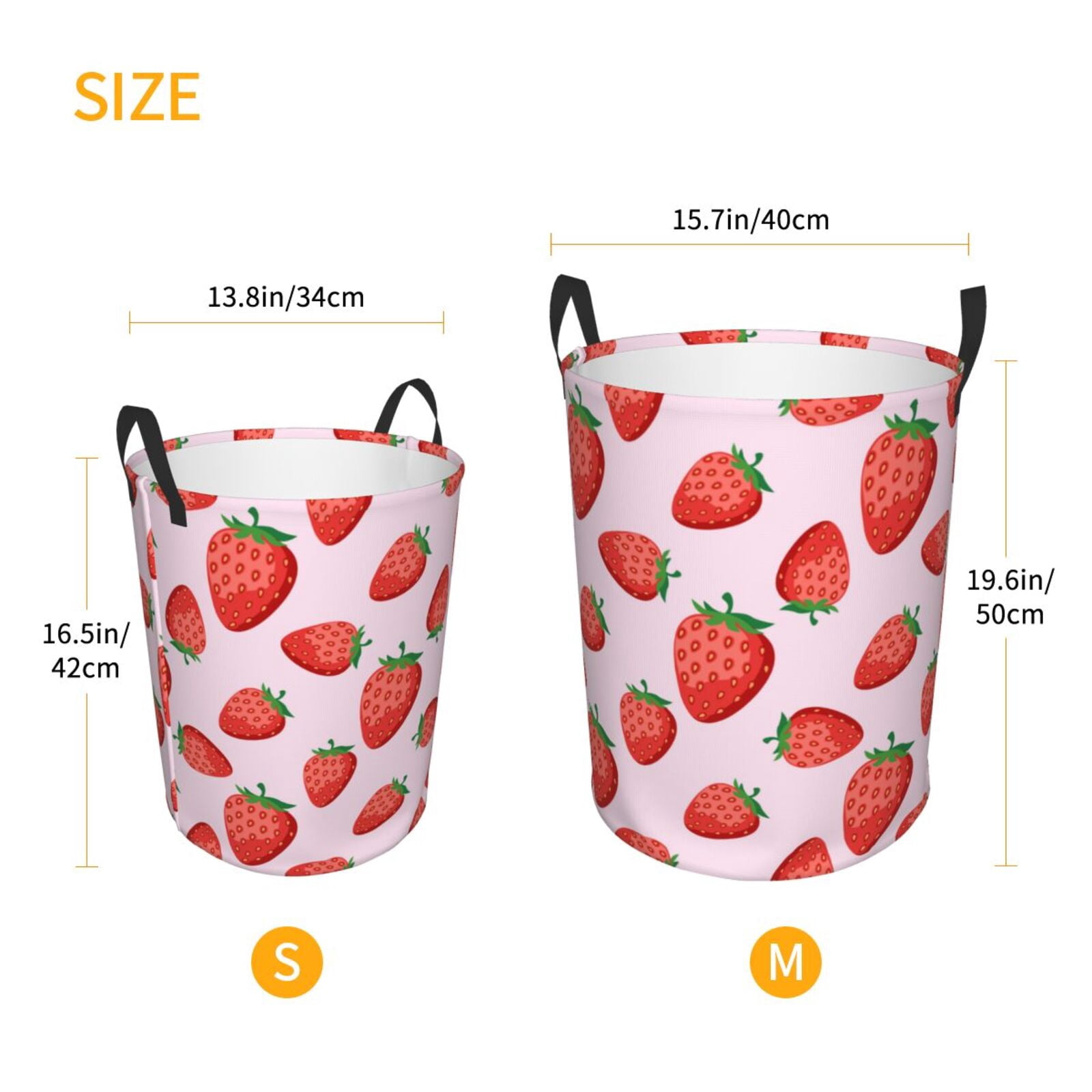 Large Laundry Basket with Handles - strawberry cartoon Kids Baby Dirty Clothes Laundry Hamper for Bedroom Aesthetic