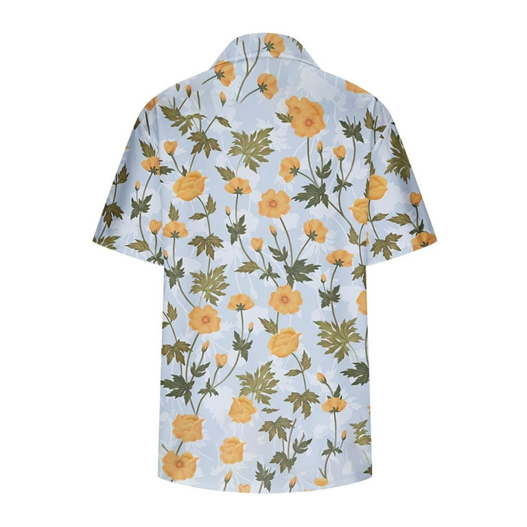 ZQGJB Short Sleeve Shirts for Women Button Down Floral Printed Lapel V Neck  T-Shirts Trendy Beach Holiday Tees Relaxed Fitted Summer Hawaiian Shirts 