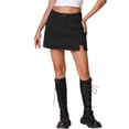 thumbnail image 1 of Faldas de mezclilla mini de línea A de cintura alta con abertura lateral para mujeres INSPIRE CHIC L negras, 1 of 6
