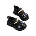 thumbnail image 3 of Seyurigaoka Little Girl's Artificial PU Princess Shoes Fashion Pearl Knit Stitching Slip-on Flat, 3 of 4