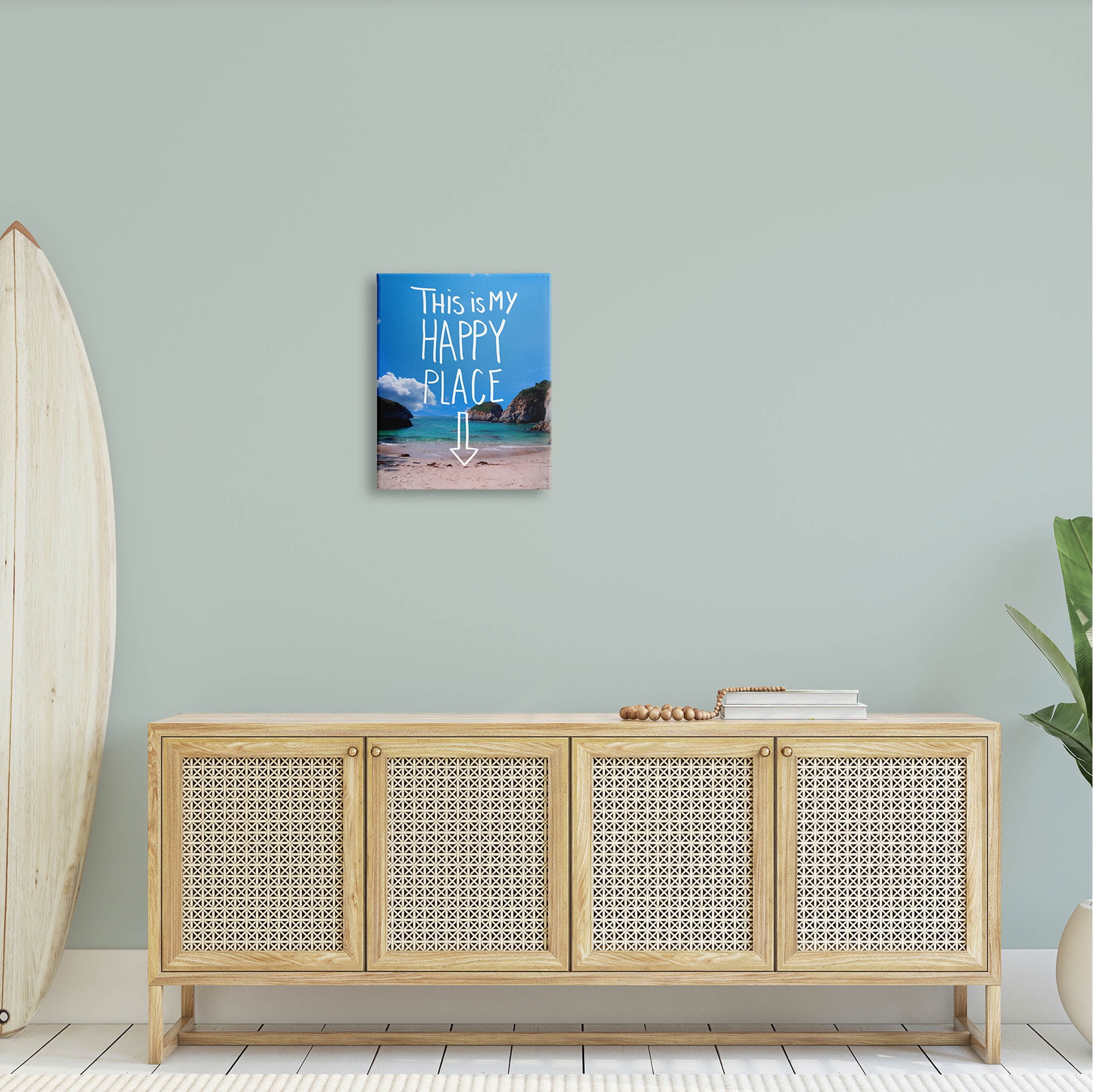 Stupell Industries My Happy Place Summer Beach Graphic Art Gallery Wrapped Canvas Print Wall Art, Design by K. Kaufman