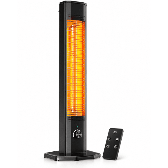 Electric Patio Heater for Outdoor Use, 42-Inch 1500W Infrared Outdoor Heater with 1-Second Heat, 3 Modes, 9 Levels, Fan, Oscillation and 24H Timer