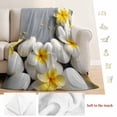 thumbnail image 5 of Yellow Plumeria Flower Blanket Soft Cozy Warm Throw Blanket for Couch, Plush Fuzzy Flannel Fleece Blankets for Sofa, White Stones Country Floral Grey Bed Blankets Lightweight Gifts for Women, 32"x48", 5 of 9