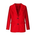 thumbnail image 4 of tklpehg Womens Blazers for Work Casual Bussiness Casual Blazers Button Open Front Coat Work Office Blazer Jacket Solid Color Loose Leisure Fall Coat Long Sleeve Overcoat Outwear Red S, 4 of 8