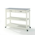 thumbnail image 2 of Crosley 2 Drawer Stainless Steel Top Kitchen Cart in White, 2 of 5