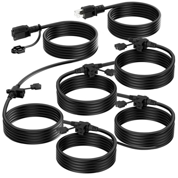 K KASONIC - Rallonge Extérieure 50 Pi, Espacement Uniforme 6 Prises, 16/3 SJTW Résistant aux Intempéries Fil à Multiples Prises pour Éclairage d'Aménagement Paysager, Holiday D