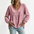 thumbnail image 6 of Xdegoge Women's Long Sleeve V Neck Tops Velvet Blouses Lace Trim Peplum Babydoll Shirts Casual Fall Tunic Tops for Women, 6 of 7
