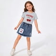 thumbnail image 5 of ITSAME Girls Outfit Sets, Crewneck Printed T-Shirts and Denim Skirts Summer Casual Clothes 2-Piece Gray Size 6, 5 of 6
