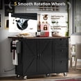 thumbnail image 5 of Farmhouse Kitchen Island with Barn Door & Adjustable Shelf, Kitchen Storage Cart with Drop Leaf, Spice Rack & Power Outlet, 5 of 13
