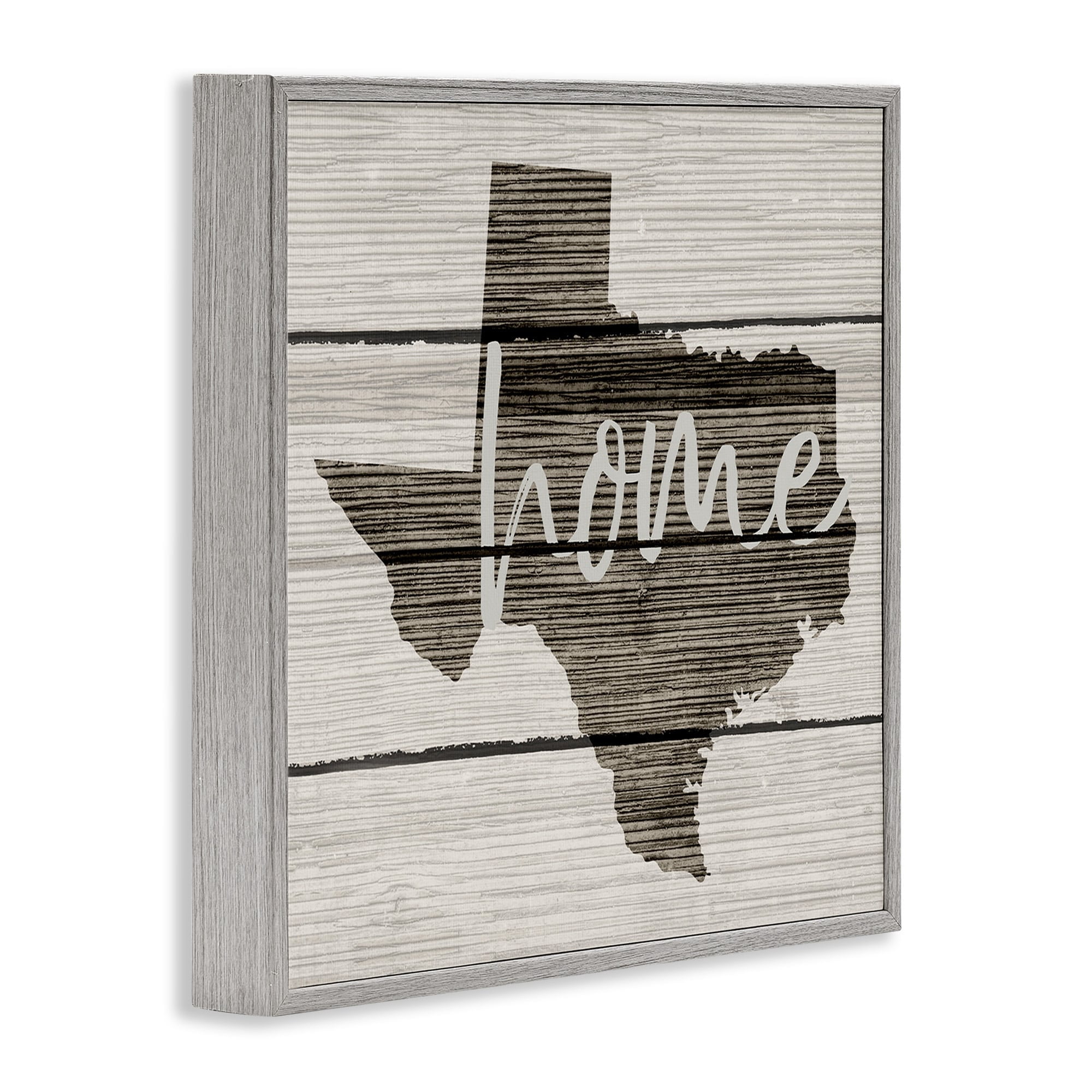 Stupell Industries Texas Home Typography Map Graphic Art Gray Framed Art Print Wall Art, 12x12, by Daphne Polselli