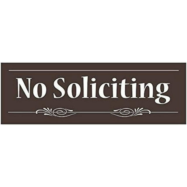 Decorative No Soliciting Sign (Dark Brown) Large