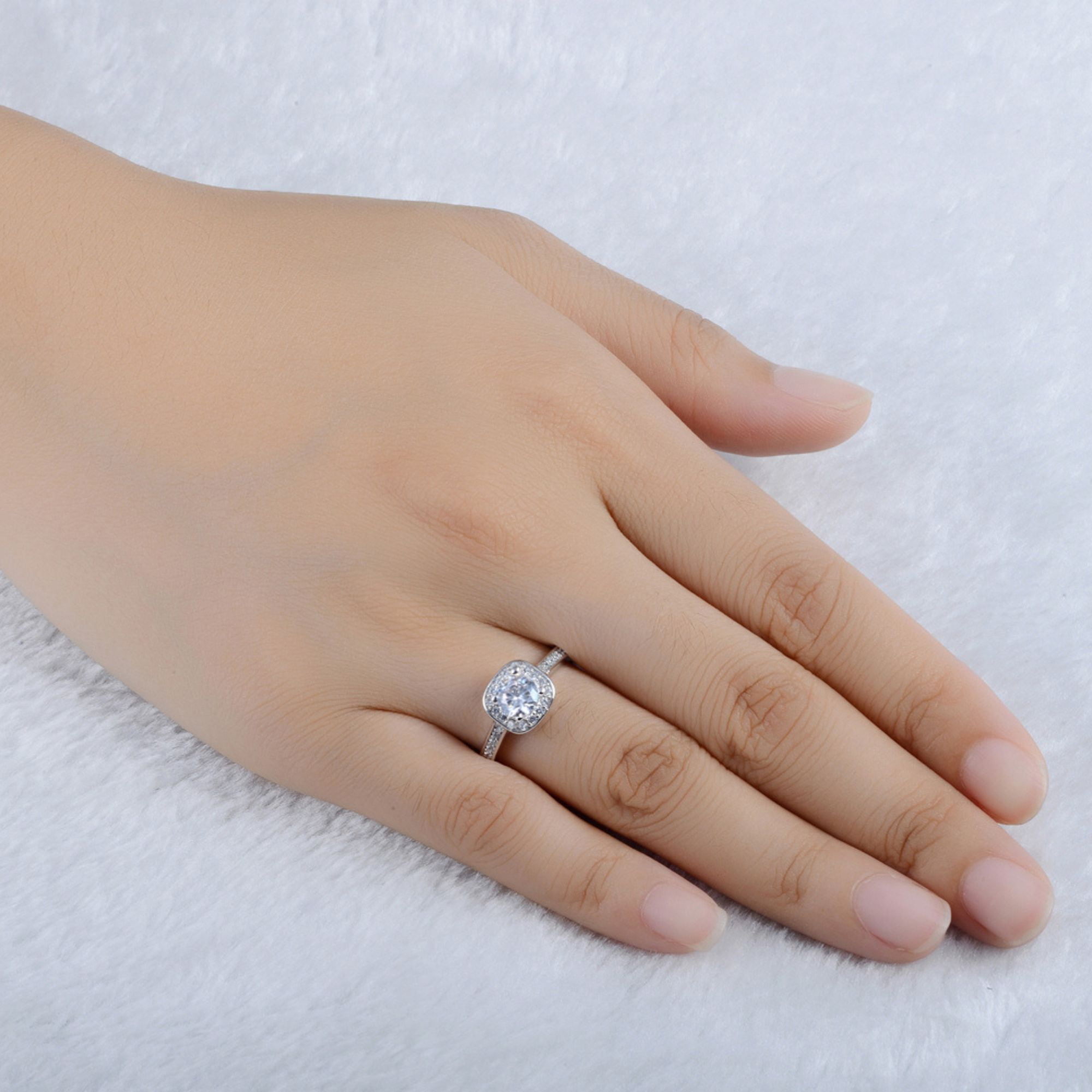 Renee Halo Engagement Ring Cz Women Gold Plated Ginger Lyne Collection