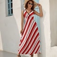 thumbnail image 5 of Red White Christmas Candy Cane Womens Night Club Maxi Dress V Neck Sleeveless Bohemia Long Dresses, 5 of 9