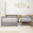 thumbnail image 2 of Twin-Over-Full Bunk Bed with Ladders and Two Storage Drawers(Gray), 2 of 15