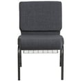 thumbnail image 6 of BizChair 4 Pack 21''W Church Chair in Dark Gray Fabric with Book Rack - Silver Vein Frame, 6 of 7
