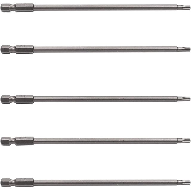HUGFEGWE 5Pcs Torx Screwdriver Bits, 1/4 Inch Hex Shank Screwdriver Bits, S2 Steel Magnetic Security Screwdriver, T20 Magnetic Security Tamper Proof Bit, 150mm Length CJB91-22981
