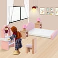 thumbnail image 4 of Juego de muebles para casa de muñecas Kizfarm de madera con 4 muñecas familiares, 26 piezas, 4 of 7