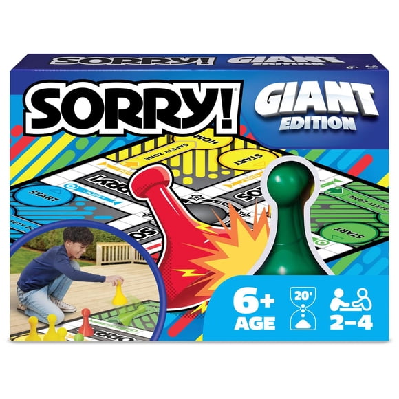 Spin Master Games Giant Sorry! Juego de Mesa Familiar clásico para Interiores y Exteriores, Juguete