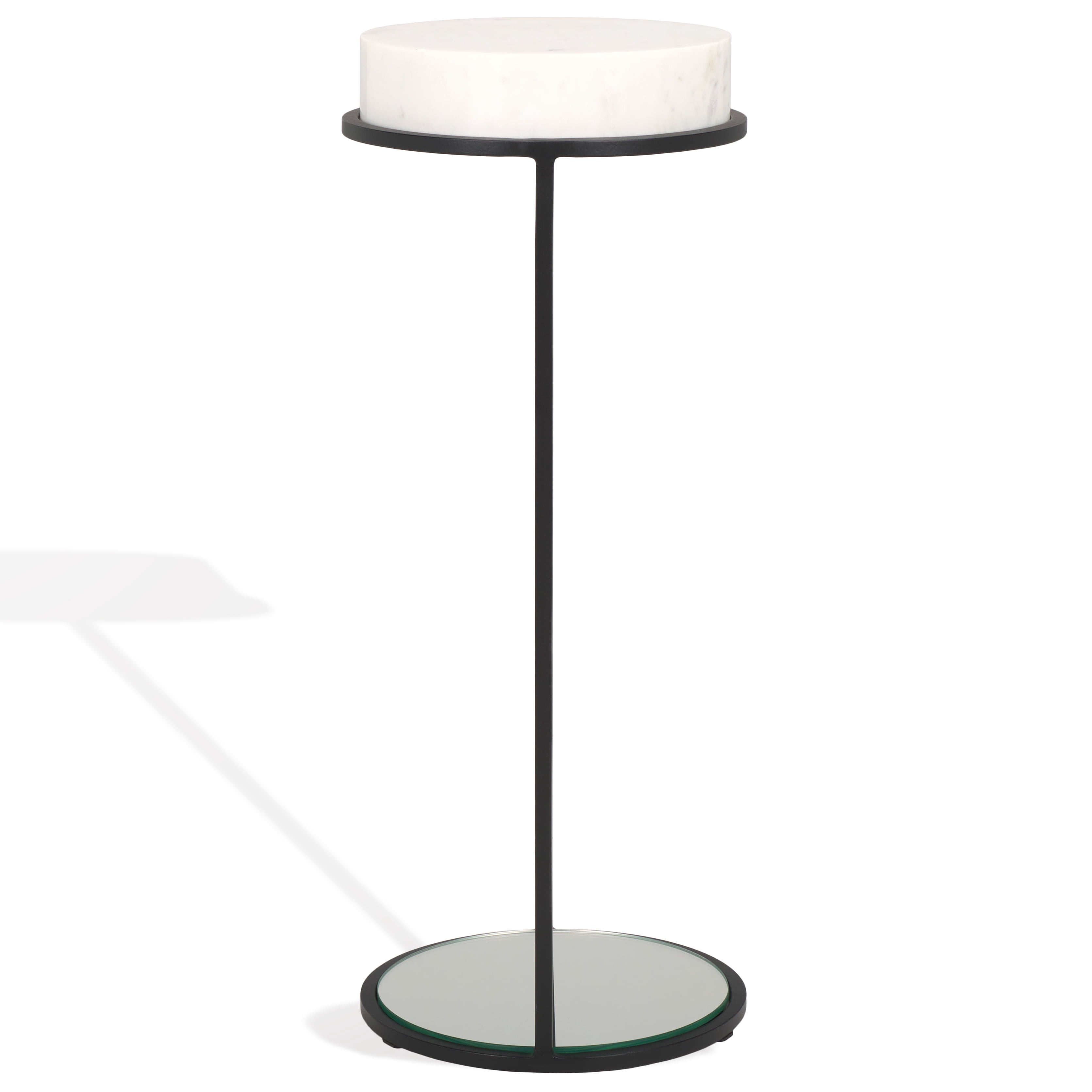 Safavieh Couture Jennibelle Marble and Mirror Round End Table, Black/White