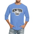 thumbnail image 1 of WEAIXIMIUNG T-Shirts pour Hommes à Manches 3/4 avec Nom de Ville et Lettres, Col Rond Confortable, Couleur Unie, 1 of 4