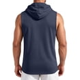 thumbnail image 4 of GrmtClth Mens Lightweight Sleeveless Hoodie Casual Pullover Tank Top with Hood & Kangaroo Pocket Breathable Fitness Training Tops Navy XL, 4 of 7