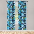 thumbnail image 3 of Ambesonne Vintage Curtains, Flora Roses on Plain Back, Pair of 28"x84", Sky Blue and Yellow Green, 3 of 5