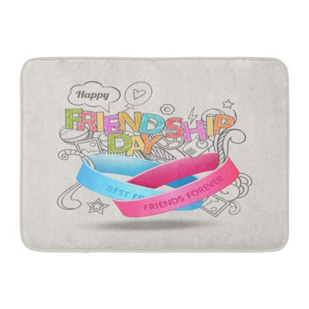 GODPOK Bond Love Friendship Bands with Text Best Friends Forever and Doodle Scetch Happy Day Abstract Rug Doormat Bath Mat 23.6x15.7 (Best Doors Tribute Band)