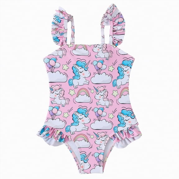 NOLDARES Girls One Piece Swimsuit Adjustable Crossback Beach Bathing Suit Swimwear(Pink,7-8 Years)