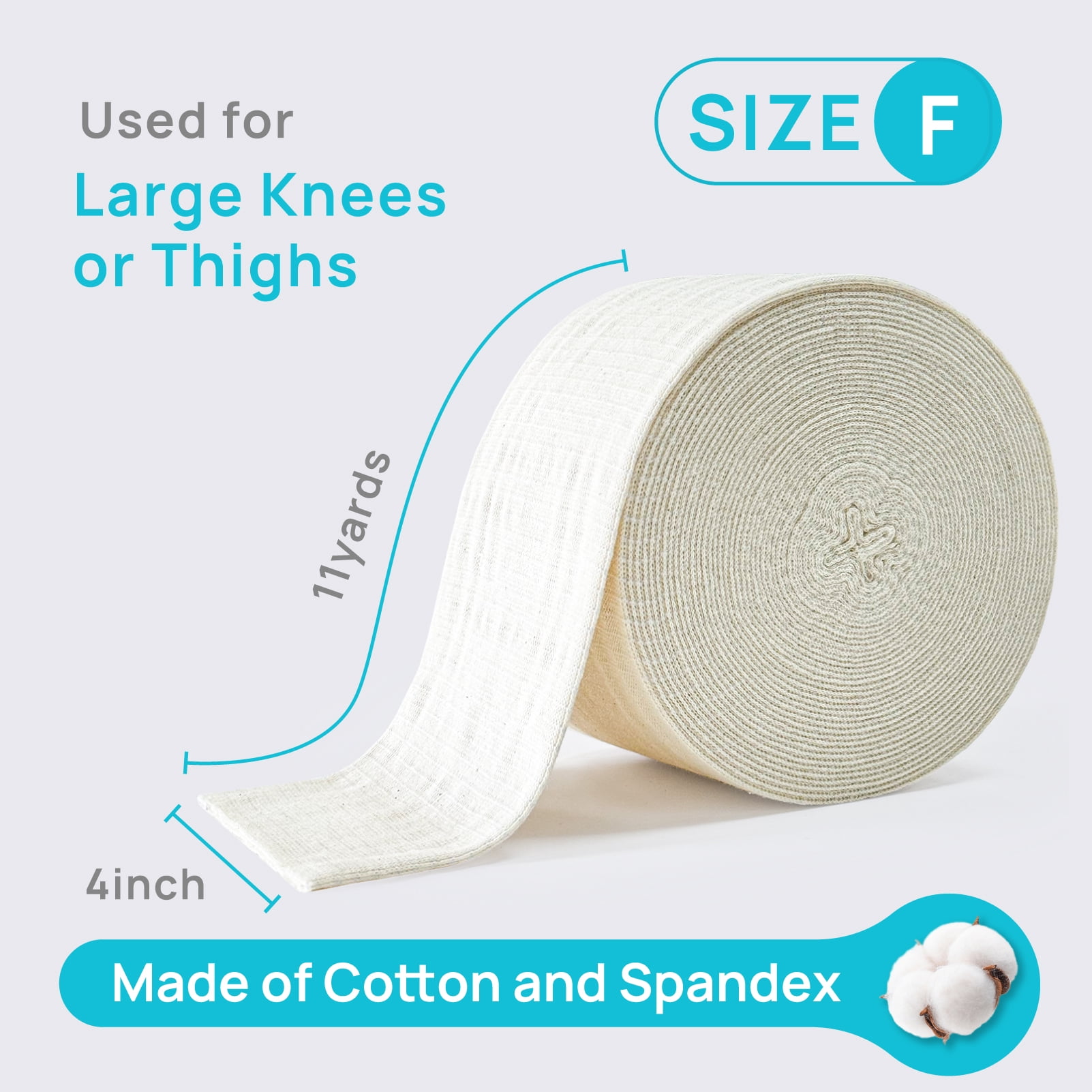 Ceeport Elasticated Tubular Support Bandage, Stockinette Tubing for Legs, Arms, Knees, Thighs, Reusable Compression Bandage Roll for Tissue Support, 4" x 11 yd (Size F)