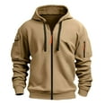 thumbnail image 2 of TOWED22 Mens Zip Up Hoodie Long Sleeve Fleece Casual Hooded Sweatshirts Athletic Full Zip Jacket with Pockets(Khaki,4XL), 2 of 8