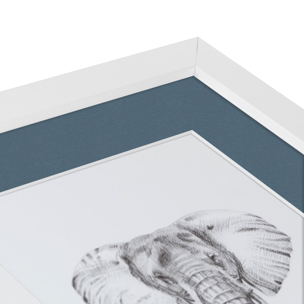 ArtToFrames 22x28" Matted Picture Frame with 18x24" Single Mat Photo Opening Framed in 1.25" Satin White Frame and 2" Dutch Blue Mat (FWM-3966-22x28)