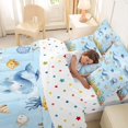 thumbnail image 5 of jejeloiu Watercolor Ocean Life 7-Piece Twin Bedding,Whale Print Bedding Comforter Set For Boys,Blue White,Polkadot Reversible, 5 of 7