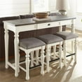 thumbnail image 3 of Joanna Two-tone Distressed Ivory and Mocha Wood 4-piece Sofa Bar Set, 3 of 5