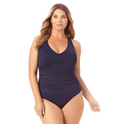 Anne Cole Plus - V Neck Cross Back One Piece