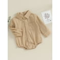 thumbnail image 3 of vera natura Infant Baby Boy Gentleman Romper Long-Sleeved Lapel Front Button Jumpsuit with Pocket Clothes, 3 of 9