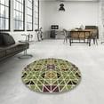 thumbnail image 3 of Ahgly Company Indoor Round Patterned Ginger Brown Green Area Rugs, 5' Round, 3 of 6