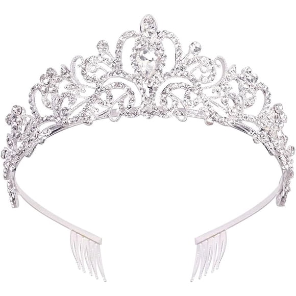 wonima44 Didder Silver Crystal Tiara Crown Headband Princess Elegant Crown with combs for Women Girls Bridal Wedding Prom Birthday Party