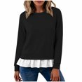 thumbnail image 7 of Women Layered Sweatshirt Sevevn Crew Neck Long Sleeve Fake Two Piece Casual Pullover Tops for Daily Casual Outfits, 7 of 7