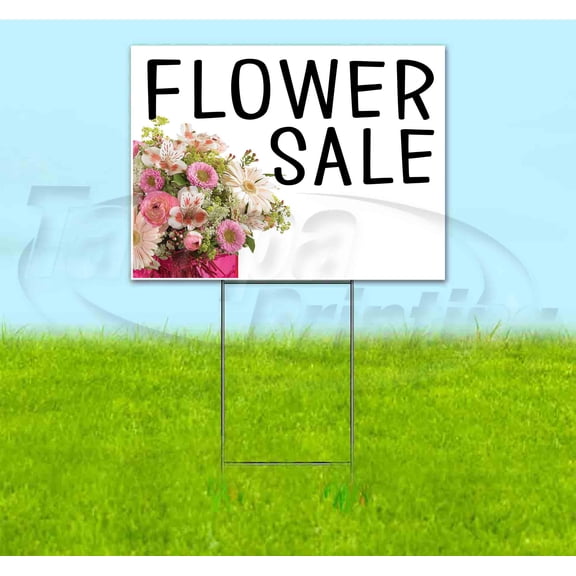 Flower Sale (18" x 24") Yard Sign, Includes Metal Step Stake