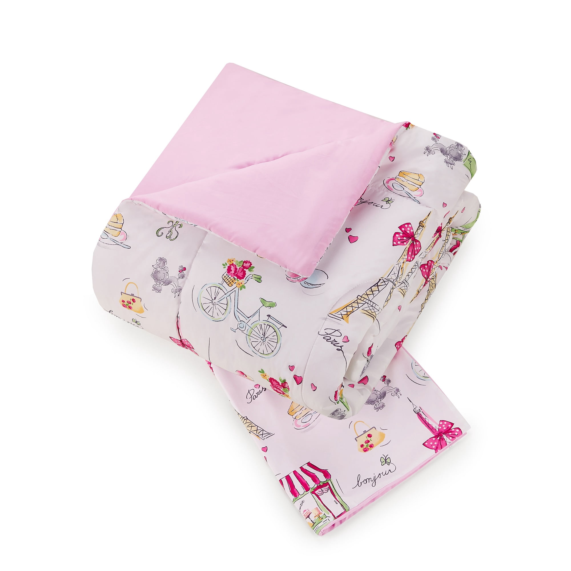 Urban Playground Kids and Teens Pretty in Paris Pink 2-Piece Comforter Set, Twin/Twin XL