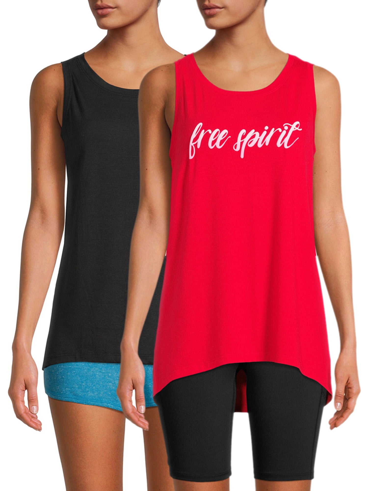 Athletic Works Women's Sleeveless Graphic Tank Top, 2Pack