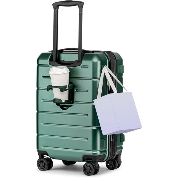 Green Carry On Luggage 22x14x9 Airline Approved Expandable 20 Inch Hardshell Carry On Suitcase with Wheels TSA Lock Small