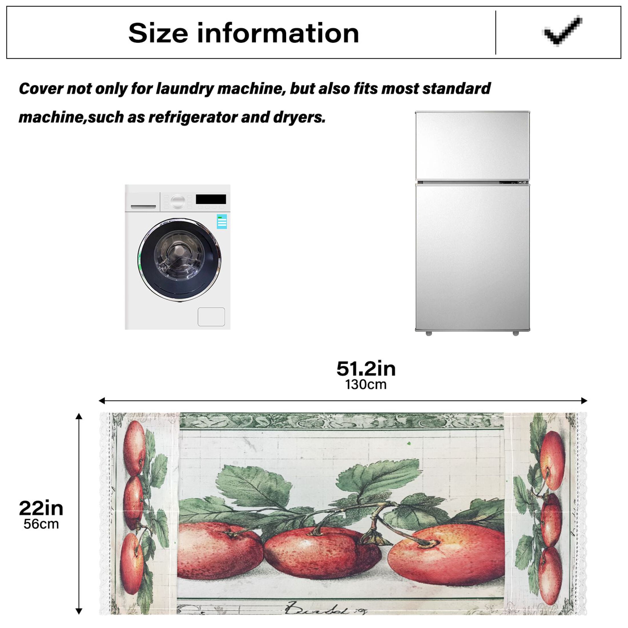Red Fruit PictureWasher and Dryer Covers Dust-Proof and Oil Resistant Fridge Cover with 4 Storage Pockets Washing Machine Top Cover for Laundry Kitchen Home 51.2 x 22 In