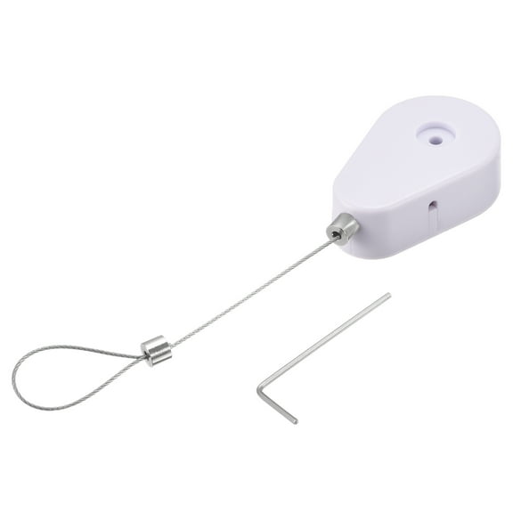 Uxcell 1.96 x 1.28 x 0.6'' Retractable Cable Lock Remote Control Anti Lost Rope 600g Plastic White 2pcs