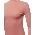 thumbnail image 4 of A2Y Women's Basic Solid Soft Cotton Long Sleeve Mock Neck Top Shirts Junior Fit Dusty Rose M, 4 of 6