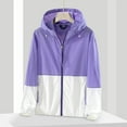 thumbnail image 2 of GigrtiJin Womens Lightweight Hooded Waterproof Jacket Color Block Zip up Windbreaker Running Coat with Pocket, 2 of 4
