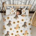 thumbnail image 3 of Dogs with Sunflowers Duvet Cover and Pillowcase Set for Single Bedding, Bedroom Accessories for Kids Teens, 3 of 5
