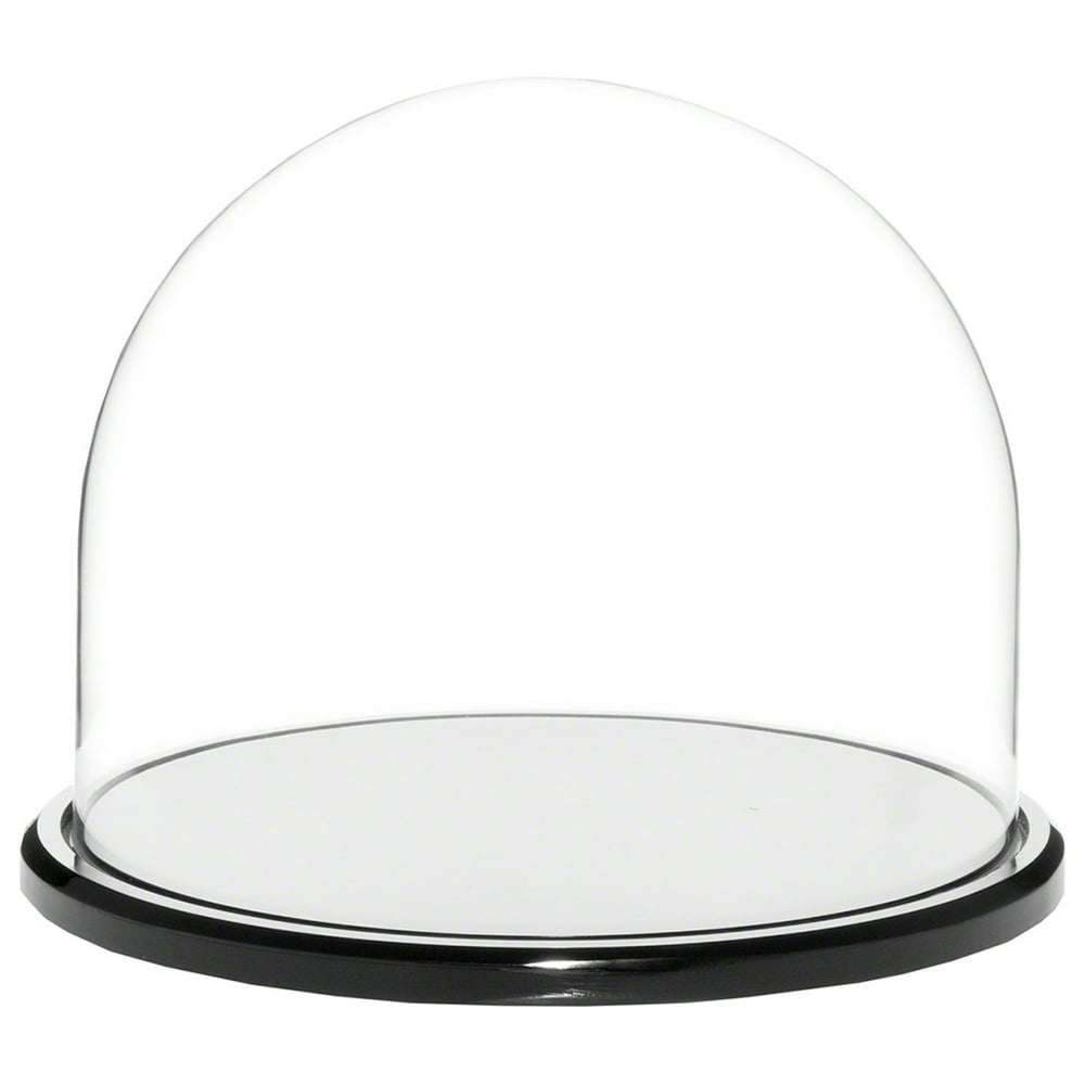 Plymor 8" x 6.5" Glass Display Dome Cloche (Black Acrylic Base